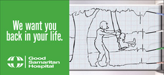 Good Samaritan Hospital Mother Swinging Child Outdoor Board